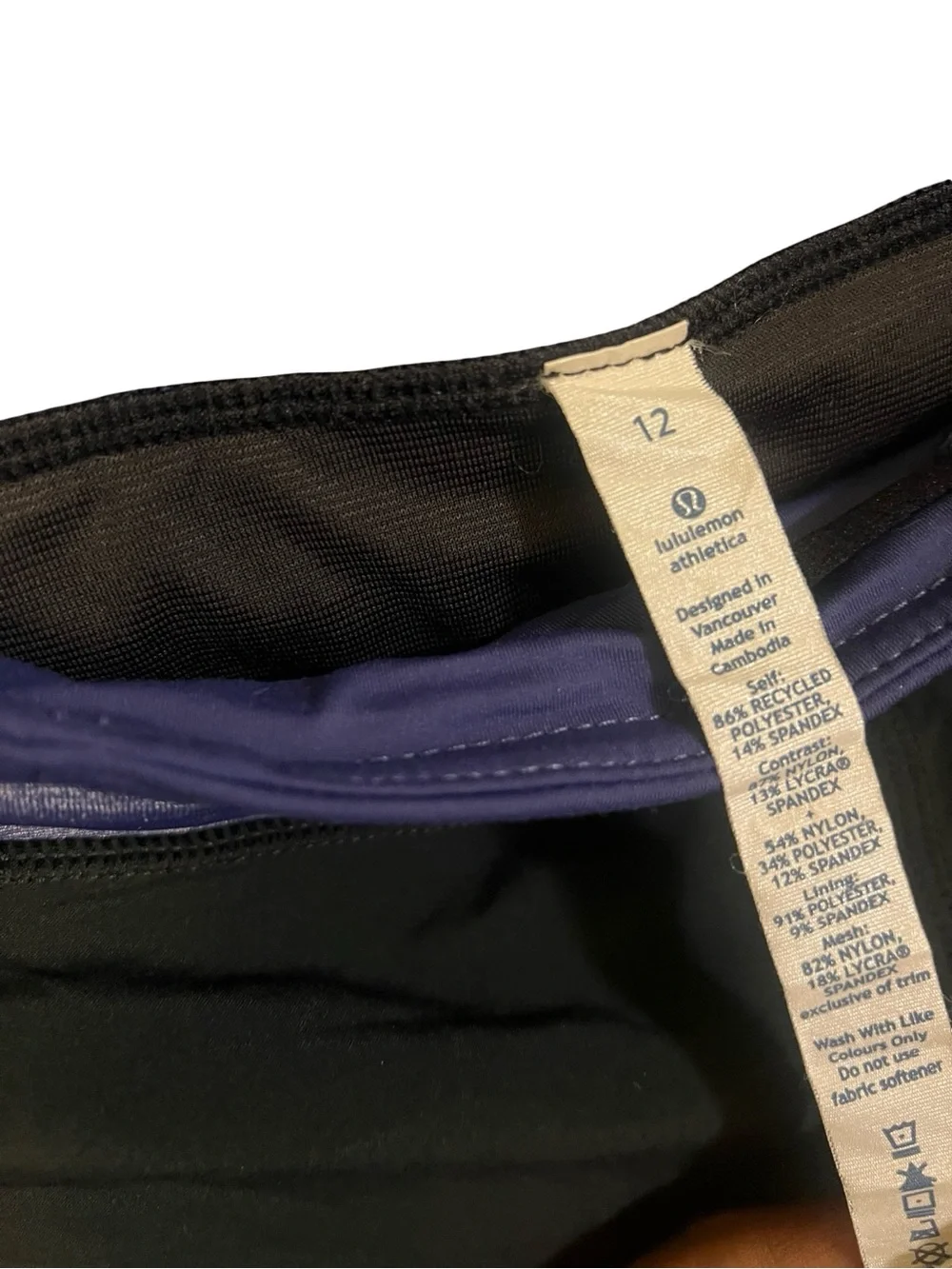 2/$20 🌸 lululemon athletica Black shorts with Purple Waistband Accent size 12